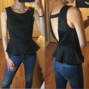 BCBGeneration - Open, V-Neck Back Peplum Top